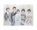 優しいタッチの絵本のような似顔絵をお描きします 還暦祝いや金婚式などのお祝いにおすすめです✩A4サイズ イメージ7