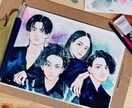 水彩画でグループ似顔絵描きます 優しく鮮やかな水彩！思い出やその人の雰囲気を絵にします！ イメージ1