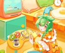 少女メインのラブリーなイラスト制作します 背景アリ対応可◎小物多めのごちゃっとしたイラストなど！ イメージ6