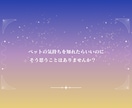 タロットと数秘術でペットの想いを届けます 飼い主さんと心を繋ぐペットタロット！虹の橋の子にも対応 イメージ2