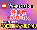 YouTube登録者+5,000人増やします 【最安値】30日間補償⭐️ 高品質×コスパ重視 イメージ1