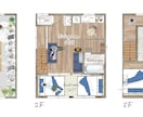 家具付⭐︎戸建、民泊用手描き風間取り図作成します 家具や床材、寝具など再現します イメージ3