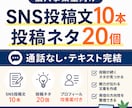 SNS投稿文10本とネタ20個を作成ます 通話なし・テキスト完結で対応！ イメージ1
