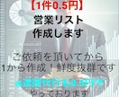 1件0.5円で営業リスト作成します ご依頼をいただいてからの作成になるので鮮度抜群です イメージ1