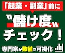 起業・副業前〝儲け度〟チェック！数値で可視化します 事業の収益力を専門家が診断。6つの指標で成功率が判明！ イメージ1