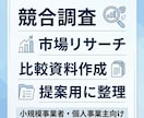 競合比較・市場リサーチを見やすい資料に整理します 競合の違いがひと目で分かる資料を作成します イメージ1