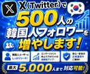 Twitter (X)で500人の韓国人増やします 韓国人フォロワーを+500人！【最大5000人まで対応】 イメージ5