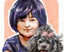 商用ok お写真から墨画/水彩画風の似顔絵描きます 複数人、わんこ・にゃんこ、背景描写も対応可 イメージ2