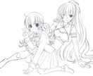 コミックイラスト線画描きます 線画練習　トレス　塗り絵などに　塗り見本あります イメージ1