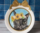 お花で飾った愛猫ちゃんのミニ肖像画を手描きします パステルの温かいタッチで可愛らしく♡リボンフレーム付きです♫ イメージ6
