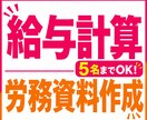 給与計算(5名まで)労務資料の作成・整理 承ります 給与計算から関連資料の作成・整理まで対応いたします ◎ イメージ1