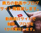 貴方の動画やブログをサイト掲載致します 当動画紹介サイトで貴方の動画、ブログを1か月宣伝します。 イメージ1