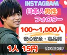インスタ⭐日本人男性フォロワー100人⭐増やします 【特典あり】男性フォロワーの増加で集客アップ イメージ1
