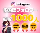 インスタ多国籍フォロワー1000人～増加いたします Instagram多国籍フォロワー増加★迅速丁寧対応します イメージ1