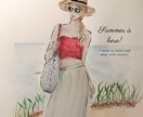 手描き感のあるお洒落なガールズイラスト描きます SNSアイコン画像、WEBページ挿絵に イメージ9