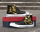 ｺﾝﾊﾞｰｽ×筆字 ｶｽﾀﾑｽﾆｰｶｰ製作します 書道アーティストが書くクールな漢字を金文字でペイントします。 イメージ1