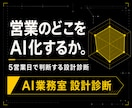 営業が止まる原因とAIに任せる1業務を診断します 止まる場所・AIの担当・人の判断を設計書で納品 イメージ1
