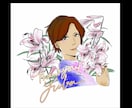 好きなお花に囲まれた似顔絵をカラーで描きます 私はちなみに向日葵と椿が好きですね イメージ2