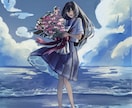 背景と人物を描いた世界観重視の一枚絵を制作します 本の表紙やサムネイルに使用できるようなイラスト イメージ3