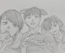 写真を温かみのあるキャラ化して鉛筆スケッチにします デフォルメした似顔絵で、可愛く温かみのあるイラストにします。 イメージ2