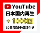 YouTube 日本国内再生を1000回増やします 日本国内に拡散！60日間減少保障・振り分け可能 イメージ1