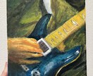 ギター・ベース弾きにおすすめ！愛楽器を描きます 約20cmの正四角形キャンバスにアクリル絵の具で描きます。 イメージ2