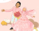 国際結婚向けのウェルカムボードを描きます 民族衣装・国花・ペットのイラストなども入れられます！ イメージ1