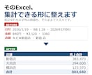 バラバラなExcelデータ、整形して集計表にします 日付も社名も書き方がバラバラのまま、送ってOKです イメージ1