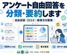 アンケート・口コミの自由回答を分類・要約します 100件まで｜カテゴリ分け・件数集計・代表意見を見やすく整理 イメージ1