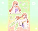 配信者様へ！お部屋着ステッカー風イラスト描きます 胸上・全身・小物が一枚にギュッと詰まった豪華４点セット！ イメージ9
