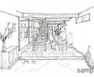手描きで空間のイメージスケッチ制作いたします 住宅から店舗まで対応可能です！ イメージ5