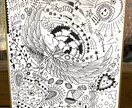 おうち時間に飾りたくなる大人の塗り絵をお届けします 個性的なイラストの線画を色紙に描きお届けします！ イメージ2