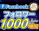 Facebookフォロワー1000増えます 【30日保証付き】拡散宣伝によりフォロワーを増加！ イメージ1