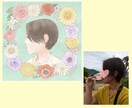 お花に囲まれた似顔絵描きます SNSアイコン等に！小さめプリントでお部屋に飾るのもおすすめ イメージ4