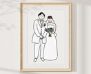 思い出の1枚をイラストにします 小粒おめめの似顔絵線画イラスト イメージ5