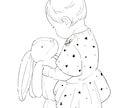 お子様のファーストカットアートをお描きします お写真を元にシンプルでおしゃれなイラストの台紙データ イメージ1