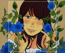 お花に囲まれた似顔絵描きます お花が好きで、素朴な色使いが好きな方！ イメージ1