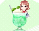 量産イラスト:クリームソーダを飲むイラスト描きます グッズにもオススメ！クリームソーダを飲む可愛いSDイラスト イメージ5