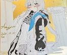 コミケっぽいアナログ色紙お描きします 金のペンやアクリルガッシュで豪華に仕上げます！ イメージ4