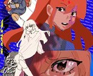 コラージュ風!一枚絵を描きます 簡単なミニキャラや立ち絵など4枚程描き、コラージュ風の一枚絵 イメージ1