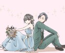 絵本のような記念日似顔絵イラストを描きます 家族や恋人、友人のプレゼント等に♪切り抜いてアイコンにも◎ イメージ6