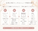 集客につながるLINEリッチメニューを作成します パッと目をひくリッチメニューで集客UPのお手伝いをします。 イメージ2