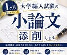 1ヶ月　大学編入試験の「小論文」を丁寧に添削します 【1ヶ月】京大編入試験合格者が大学編入「小論文」を添削します イメージ1