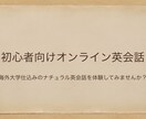 初心者向けにオンライン英会話レッスンします 学生さん向けに海外留学経験を通して得た英語を教えます。 イメージ1