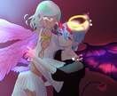 SNSのアイコン/ヘッダー等お描きします 黒とピンクを使ったちょっとダークな雰囲気が得意です。 イメージ5