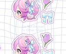 ネップリ対応　フレークシールちゃんを描きます ミニキャラ横顔＋お好きなモチーフ2点描きます。 イメージ1