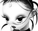 キュートでダークな白黒イラスト描きます 他にはない作風で目を引くイラストを制作します イメージ9