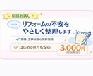 お試し｜リフォーム見積・工事内容の不安を整理します 初めてでも安心‼業者に聞く前に、内容と不安を一緒に整理します イメージ1