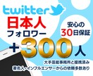 ツイッター★日本人フォロワー+300人増加します 安心の減少保証付☆+300人 3,000円☆でご提供中！！ イメージ1