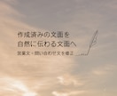 作成済みの営業文・問い合わせ文を自然に整えます AI文章や既存文面を、失礼なく伝わる文面に修正します イメージ1